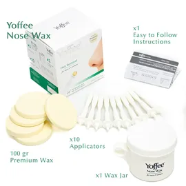Yoffee Original Yoffee Nose Wax Kit - Hair Removal Set - Männer und Frauen - Nasenhaarentferner - Bio Bienenwachs - Nasenwachs mit 10 recyclebaren Applikatoren - Parabenfrei - 100g - Made in Spain
