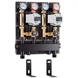 Barberi Set bestehend aus Verteiler mit integrierter hydraulischer Weiche und zwei direkten Pumpenstationen. Umkehrbar – DN 20 – ohne Überströmventila