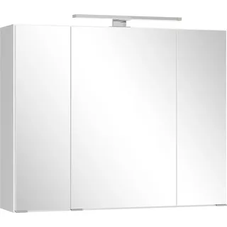 WELLTIME Badezimmerspiegelschrank WELLTIME "CABO, gedämpfte Scharniere", weiß, B:80cm H:64cm T:20cm, Holzwerkstoff, Schränke, Rundumsicht, dank besonderer Klapptechnik