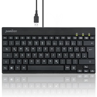 Perixx Kabelgebundene Mini USB Tastatur mit weißer Hintergrundbeleuchtung und flachen Tasten PERIBOARD-326BDE Schwarz Beleuchtet