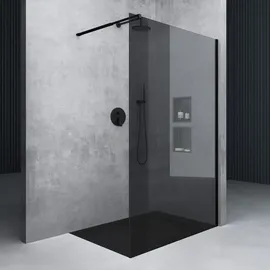 mai & mai Walk-In Dusche 90 x 200 cm Schwarz ESG-Sicherheitsglas 8mm BRAM3