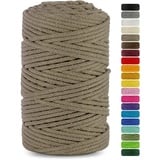 Netuno 1x Makramee Garn Dunkelbeige 3 mm 100 m Baumwollkordel mit Baumwollkern Bastel-Garn Naturbaumwolle Baumwollgarn Bastelschnur Baumwollfaden Makramee Schnur Garn Makramee Baumwollkordel