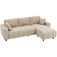 Homcom Ecksofa, 3 Sitzer Couch mit umkehrbarer Chaiselongue, Kissen, Sofa in L-Form, Gepolstert Eckcouch mit Leinen-Optik für Wohnzimmer, Schlafzimmer 242 x 156 x 87 cm, Beige