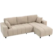 Homcom Ecksofa, 3 Sitzer Couch mit umkehrbarer Chaiselongue, Kissen, Sofa in L-Form, Gepolstert Eckcouch mit Leinen-Optik für Wohnzimmer, Schlafzimmer 242 x 156 x 87 cm, Beige