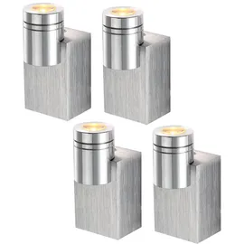 ETC Shop 4er Set LED Wand Spot Strahler Wohn Ess Zimmer Beleuchtung ALU Spot Leuchte gebürstet