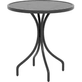Outsunny Runder Gartentisch Ø66 cm, Gartentisch aus verzinktem Stahl mit Lattenplatte für Terrasse, Balkon, Schwarz   Aosom