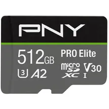 PNY microSDXC Pro Elite 512 GB Class 10 UHS-I A1 V30 + SD-Adapter