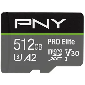 PNY microSDXC Pro Elite 512 GB Class 10 UHS-I A1 V30 + SD-Adapter