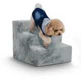 PawHut Haustiertreppe 3-stufige Hunderampe mit abnehmbarer Bezug (Katzentreppe, 1-St., Hundetreppe), Hellgrau, 46 x 35 x 35 cm grau 35 cm x 46 cm x 35 cm