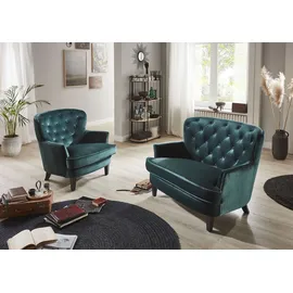 Atlantic Home Collection 1,5-Sitzer "Leo", grün, B:111cm H:86cm T:95cm, 100% PES, ATLANTIC HOME COLLECTION, Sofas, XXL-Sessel mit Taschenfederkern und Samtveloursbezug
