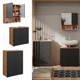Vicco Badmöbel-Set Irma Eiche Anthrazit 3-teilig Kommode Waschbeckenschrank 60 cm