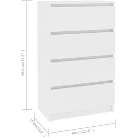vidaXL Sideboard Weiß 60x35x98,5 cm Holzwerkstoff