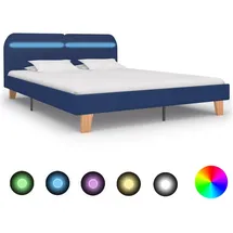 vidaXL Bettgestell mit LED Blau Stoff 180x200 cm