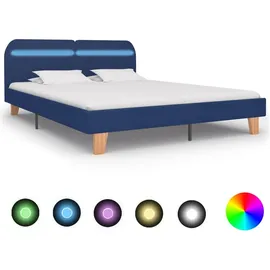 vidaXL Bettgestell mit LED Blau Stoff 180x200 cm