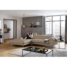 W.Schillig Ecksofa "piedroo, Designsofa mit tollem Sitzkomfort, bequem und elegant, L-Form", braun (stone z59), B:303cm H:70cm T:193cm, Longlife Xtra-Leder Z59: Glattleder mit modischer Prägung.