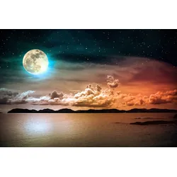 Fototapete PAPERMOON "Meer bei Nacht", bunt, B:4,50m L:2,80m, Vlies, Tapeten