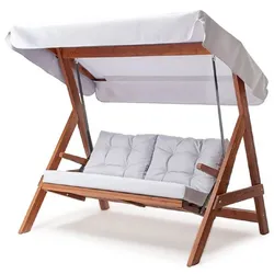 Casa Padrino Luxus Hollywood Schaukel Hellgrau / Braun - Wetterfeste Garten Schaukel mit Sonnendach - Garten Möbel - Terrassen Möbel - Luxus Möbel - Luxus Garten Einrichtung