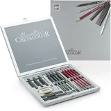 CRETACOLOR Silver Box, 17-teiliges Graphit Künstlerset in Holzkassette, inkl. Zubehör