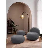 INOSIGN Polsterhocker INOSIGN "Mithras I Lieferzeit nur 2 Wochen, passend zum Sessel Mithras II", grau (dunkelgrau), B:65cm H:35cm T:65cm, 93% Polyester, 6% Acryl, Hocker, Polsterhocker, Bouclé oder Fellimitat, Durchmesser 65 oder 85 cm