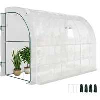 Outsunny Foliengewächshaus Stahl Weiß 300x150x213 cm