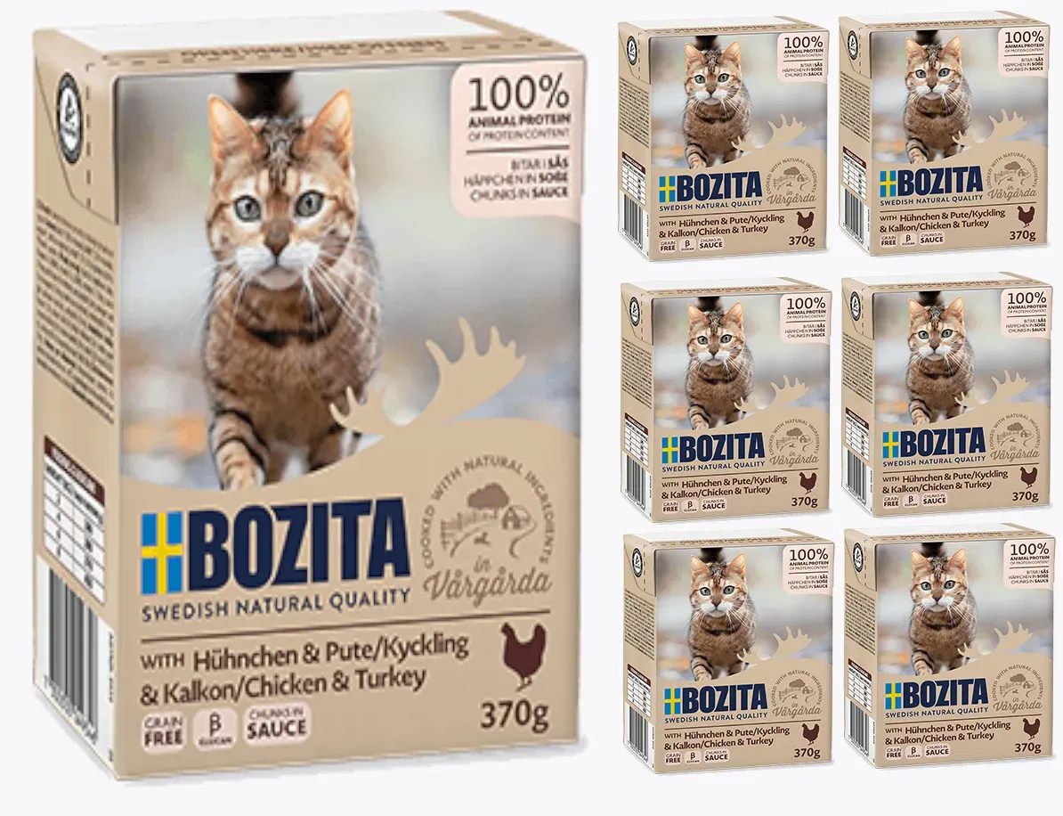 Bozita Feline Häppchen in Soße, Hühnchen & Pute 6x370g (Rabatt für Stammkunden 3%)