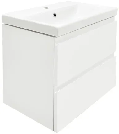 Cersanit Dormo Badezimmerschrank mit Waschbecken 60x62x37,5 cm weiß glanz SIKONCMO004BL