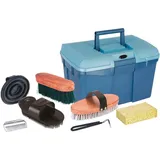 Kerbl Putzbox mit Inhalt für Pferde, Pferdebürsten, Putzzeug blau)