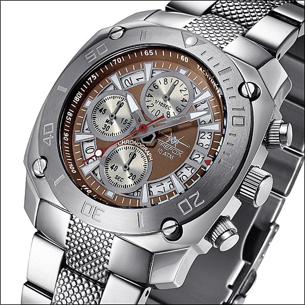 FIREFOX  - CHRONOGRAPH TRANSPORTER - blatt braun (mit Spezialeffekt) / 44 MM