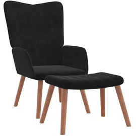 vidaXL Relaxsessel mit Hocker Samt 63 x 95,5 x 65 cm Schwarz