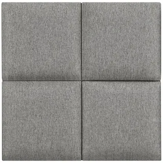 neu.haus [neu.haus] Wandkissen Carpino 4er Set 30 x 30 cm Wandpolster Textil Hellgrau Wandpaneele gepolstert Kopfteil für Bett Polsterpaneel zum Kleben