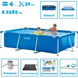 Intex Schwimmbecken mit rechteckigem Rahmen – 260 x 160 x 65 cm – Blau – im Lieferumfang enthalten Accessoire CB97 - Intex