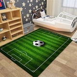 HNHDDZ Teppich Jugendzimmer Jungen Kinder Grün 3D Basketball Fußball Teppich Quadratisch Antirutsch Waschbar Wohnzimmer Schlafzimmer Esszimmer Bad Küche (Stil 2, 120x180 cm)