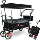 deluxe4home Bollerwagen Transportwagen Faltbar mit Dach Schwarz Grau