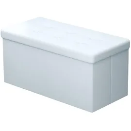 Intirilife Sitzbank 78x38x38 cm in OPALIN WEISS - Sitzwürfel mit Stauraum und Deckel aus Kunstleder mit Polsterknöpfen - Sitzcube Fußablage Aufbewahrungsbox Truhe Sitzhocker