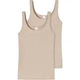 SCHIESSER Damen 2 Pack Trägertop Unterhemd - Modal Essentials in Sand 36