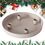 Adventskranz Kerzenhalter aus Magnet Metall Kerzenständer Adventsschale,Kerzenhalter Adventskranz Modern Stabkerzen Metall Kerzenleuchter mit 4 Magnetischen Adventskerzenhalter Deko Tablett (Khaki)