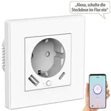 Luminea Home Control 2in1-WLAN-Unterputzsteckdose mit USB-C- und USB-A-Netzteil, 2 A, App