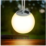 Spetebo Premium Solar LED Hängeleuchte - 20 cm / 4 LED warm weiß - Garten Balkon Terrasse Deko Kugel Lampe