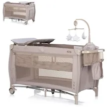 Chipolino Reisebett Bella 2 Ebenen seitlicher Eingang Musikmobile Wickelauflage beige grau