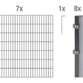 GAH Alberts Doppelstabmattenzaun Set 7 Matten 1,4 x 14 m anthrazit