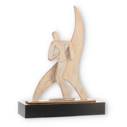 Pokal Zamakfigur Flame Rugby gold-weiß auf schwarzem Holzsockel 26,7cm