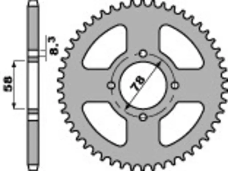 PBR Standaard C45 stalen achtertandwiel 810 - 428