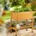 Relaxdays Hochbeet Holz, Pflanzbeet auf Stelzen, HBT: 80,5 cm, Garten, Balkon & Terrasse, mit Folie, orange