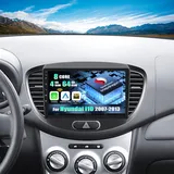 CAMECHO Android 15 Qualcomm Octa Core 4G+64G Autoradio für Hyundai I10 2007-2013 mit Carplay Android Auto Navi Dual WiFi 9-Zoll QLED Bildschirm mit Navi Bluetooh5.1 Hi-Res FM/RDS+AHD Rückfahrkamera