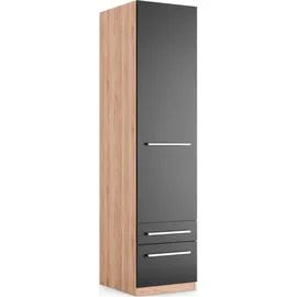 Priess Kleiderschrank PRIESS "Schrank Garderobe Wäscheschrank Barcelona in 5 Breiten", braun (eichefarben artisan, schwarz), B:48cm H:193cm T:54cm, Holzwerkstoff, Schränke, Kleiderschrank, viel Stauraum, geräumige Schubkästen, mit Spiegel, MADE IN GERMANY