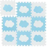 Relaxdays Puzzlematte, Blau, Weiß, Kunststoff, 31.5x31.5 cm, Teppiche & Böden, Teppiche, Teppich Kinderzimmer
