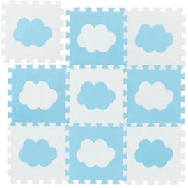 Relaxdays Puzzlematte, Blau, Weiß, Kunststoff, 31.5x31.5 cm, Teppiche & Böden, Teppiche, Teppich Kinderzimmer