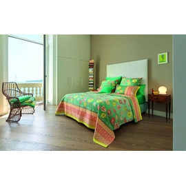 BASSETTI POSILLIPO Bettwäsche + 1 Kissenhülle aus 100% Baumwollsatin in der Farbe Grün V1, Maße: 135x200 cm