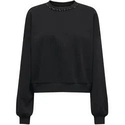 Sweatshirt »ONLKIARA L/S O-NECK EMBELLISHMENT SWT«, Gr. XL (42), Black Detail:Rhinestone band, , 69205430-XL