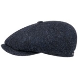 Stetson Hatteras Classic Wool Schirmmütze - Schiebermütze Herren - Flatcap mit Baumwollfutter - Herrencap mit Fischgrätmuster - Ballonmütze Herbst/Winter - Wintercap schwarz-blau 57 cm - 57